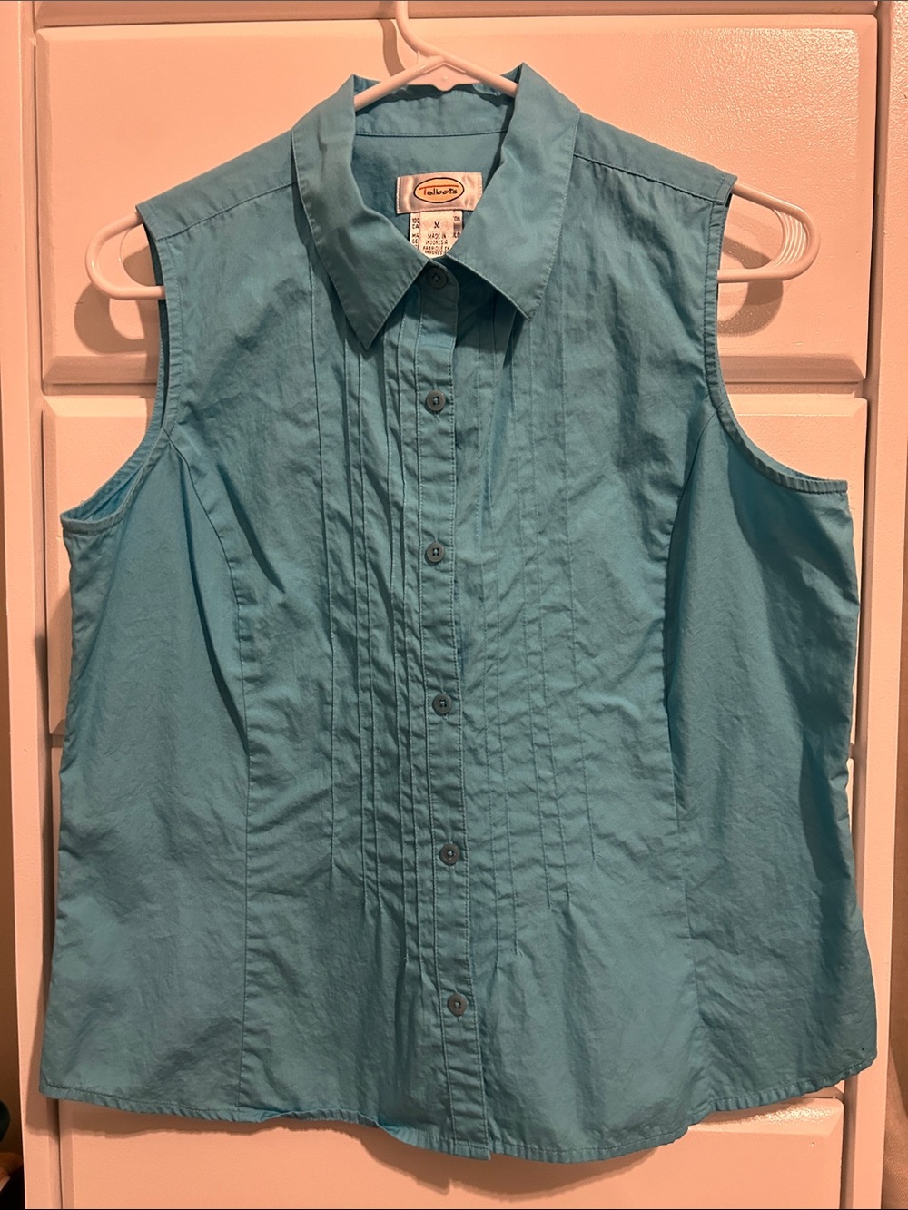 Talbots Aqua Sleeveless Button-Down Shirt